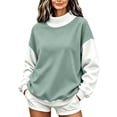 thumbnail image 4 of Aswuknt Women's Mock Neck Color Block Sweatshirt Long Sleeve Pullover Top Relaxed Fit Casual Fall Winter, 4 of 7