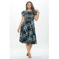 thumbnail image 2 of Navy Hunter 3x-4x Plus Size Women's Short Puff Sleeve Midi Plaid Cocktail Flare Tea Party, Formal and Casual Dresses, 2 of 5