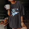 thumbnail image 2 of Pompotops Femme Mode Col Rond Vintage Manches Courtes Tops Chemisier, 2 of 9