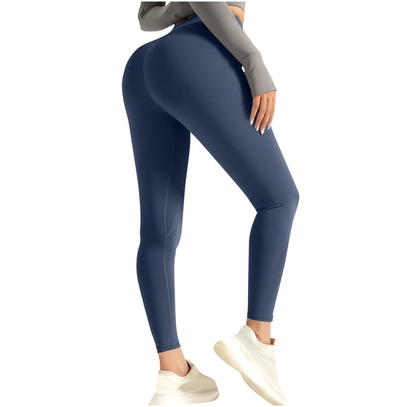 Lovskoo High Waisted Yoga Pants Leggings for Women Solid Color Workout Athletic Yoga Pants Beige