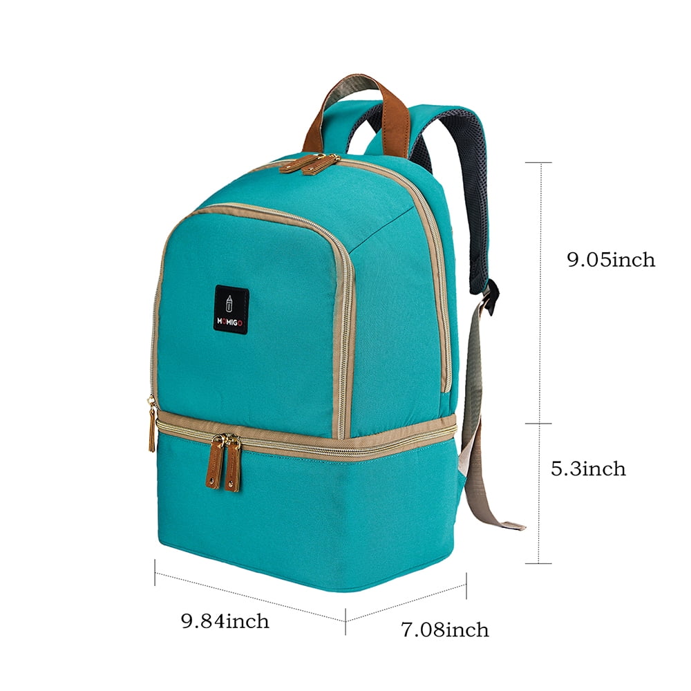 Breast Pump Bag Backpack - Cooler Lunch Bag Double Layer for Mother Large Size Green