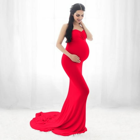 

TOTO Women Pregnants Photography Props Sleeveless Strapless Long Maternity Dress