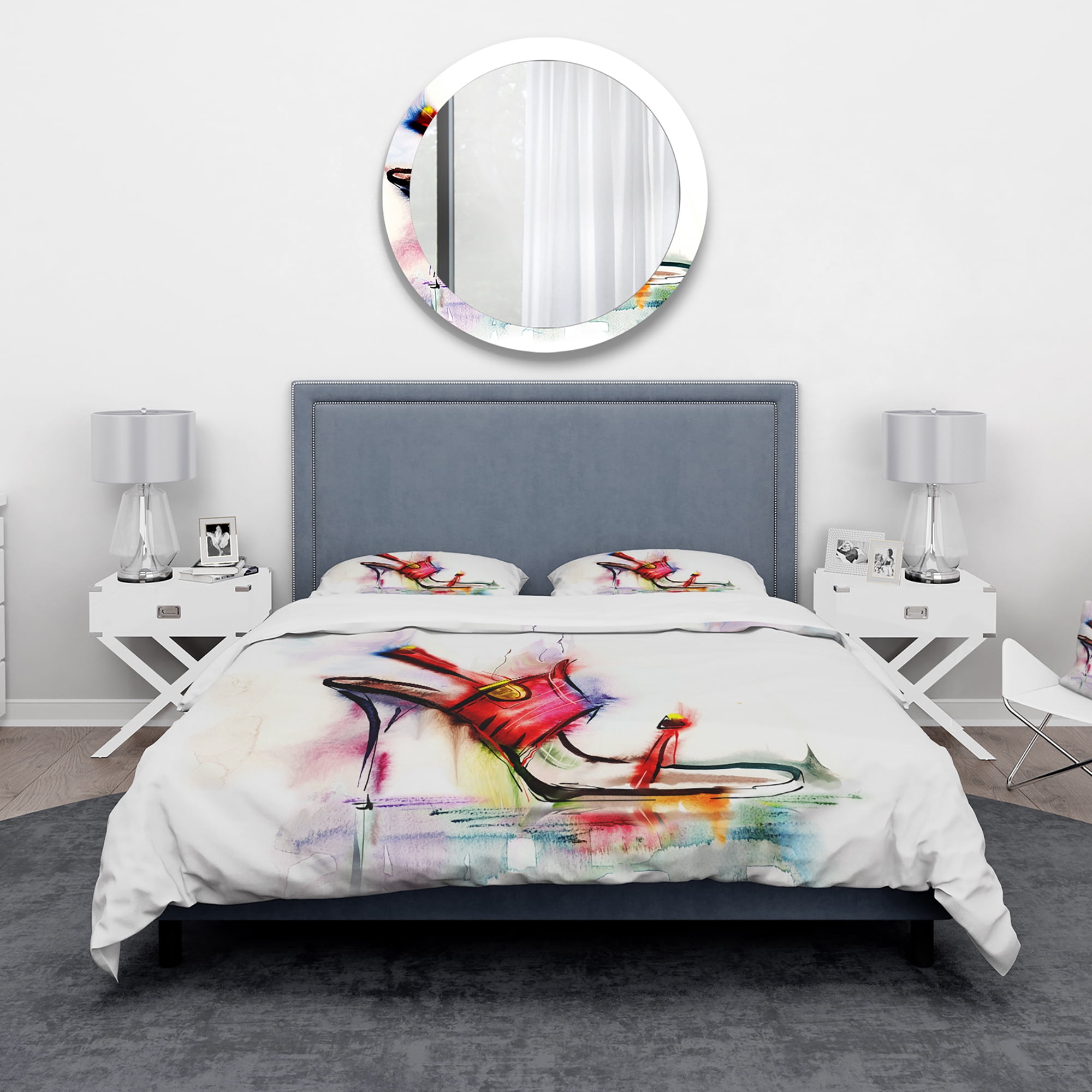 Designart 'Red High Heel Shoe' Abstract Duvet Cover Set