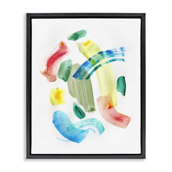 Stupell Industries Curved Retro Abstraction Abstract Painting Black Floater Framed Canvas Art Print Wall Art, 17 x 21
