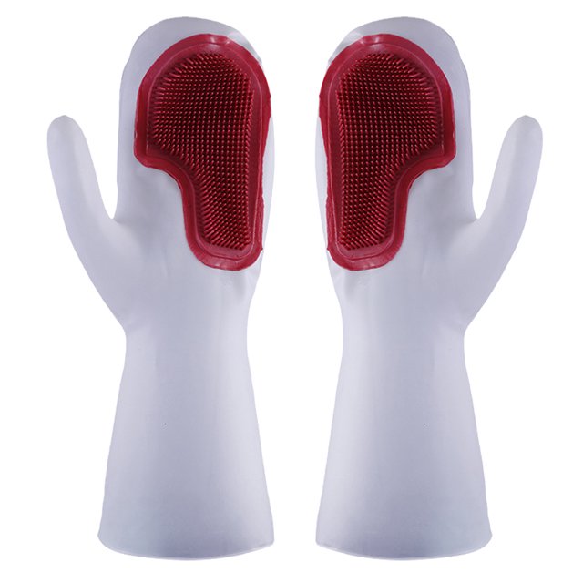 1 Paire de Gants de Lavage en PVC Cuisine Vaisselle Antidérapants Brosse à Récurer Isolation Thermique, Rouge