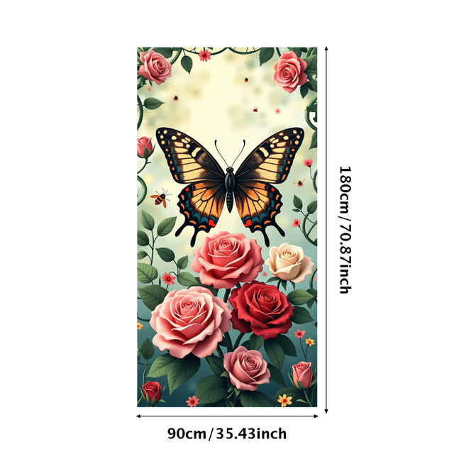 Floral Backdrop Banner with Roses Sunflowers and Leaves for Wedding Decoration Photography Party Background Romantic Event Decor Floral Arrangement