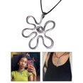 thumbnail image 2 of Boho Hollow Metal Flower Necklace Big Flower Clavicle Chain Pendant Necklace, 2 of 5