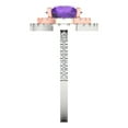 thumbnail image 3 of Halo Engagement Ring for Women - 2.6ct Natural Amethyst in 14K White/Rose Gold Promise Ring, 3 of 6