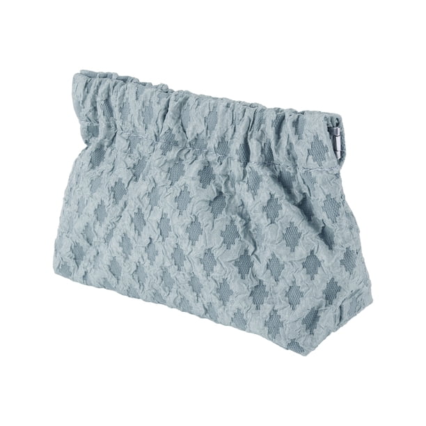1 Pc Bolsa de Maquillaje con Cierre a Presión para Mujeres, Bordado, para Actividades al Aire Libre, Gimnasio, Lona, Gris Azul - Grande