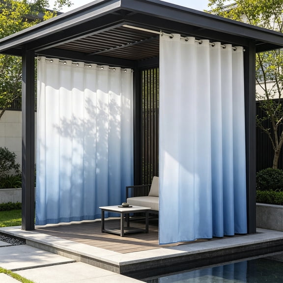 Honmine Waterproof Single Panel Outdoor Curtain, Thickened Design for Privacy and Weatherproof, Comes with Hanging Rings for Porch, Pergola, Cabana, Gazebo