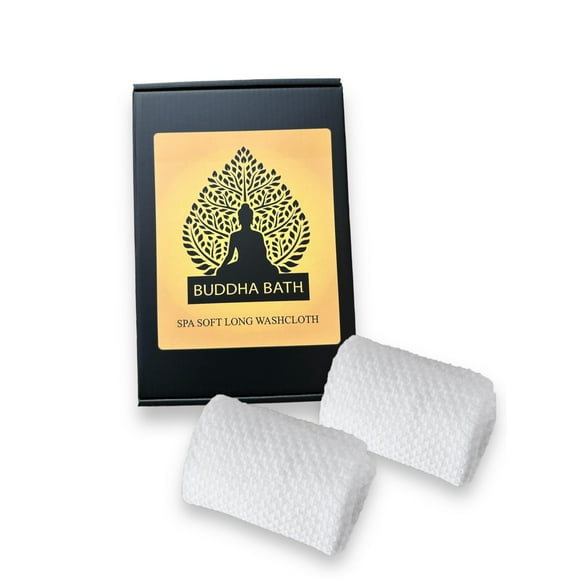 Buddha Bath Spa Soft Long Shower Towel Washcloth For Face And Body - White - (2 Pack)