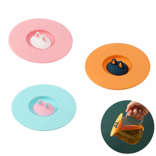 Tapa de taza de silicona Tapa de taza a prueba de fugas La tapa de taza universal es adecuada para todo tipo de tazas de vidrio, tazas de cerámica, tazas de café con una boca mayor a 5 cm 3 piezas (Rosa+azul+naranja) JM