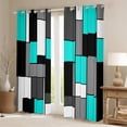 thumbnail image 2 of Feelyou Cyan Square Geometric Black Out Curtains, Vintage Artwork Abstract Curtains Pack of 2 (42x63 Each), Chic Rectangle Bedroom Curtains, Black Out Curtains Decor, 2 of 6