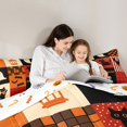 thumbnail image 4 of Manfei Retro Patchwork Halloween Print Twin Bedding for All, Black Orange Ghost Cat Bat Bedding Comforter Set, Halloween Reversible, 7 Pieces, 4 of 7