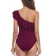 thumbnail image 4 of Traje de baño de un hombro fruncido, traje de baño de un hombro fruncido para mujer, traje de baño adelgazante, claridad notable, 4 of 6