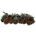 thumbnail image 2 of Northlight Glitter Pinecones and Red Berries Tealight Christmas Candle Holder - 15.25", 2 of 5