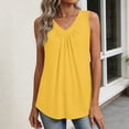thumbnail image 5 of GIPQJK Tank Top for Women Sleeveless Loose Pleated Front Casual Shirts V Neck Summer Fashion Cute Solid Color Clothes,Yellow XL, 5 of 6