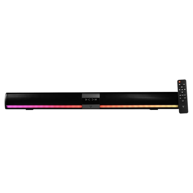 Barra de Sonido Portatil Bluetooth Vorago BSP-450 BT 5.0 10 Metros USB RGB Aux Micro SD Recargable Negro