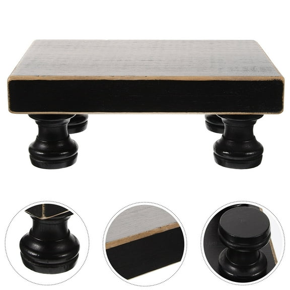 Soimiss Wooden Soap Storage Rack Black Wood Pedestal Stand for Home Bathroom Countertop Use