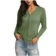 thumbnail image 3 of BiZtdJrK Women's Long Sleeve Knit Cardigans Casual V Neck Button Down Sweater Jacket Dressy Scalloped Shrugs Sweaters Army Green XXL Camisas Para Hombres, 3 of 9