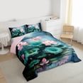 thumbnail image 3 of Homewish Rustic Lotus Bedding Comforter Set,Country Lotus Leaves Twin Comforter Sets,Pink Green Bedding Set For Girls Kids,Breathable Home Decor Reversible,2pcs, 3 of 8