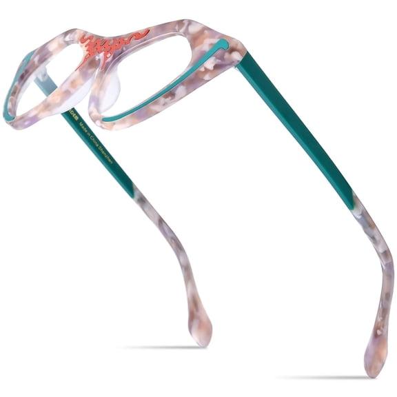 HEPIDEM Multicolor Acetate Glasses Frame Women Cat Eye Eyeglasses Optical Spectacles (9372 Pink)