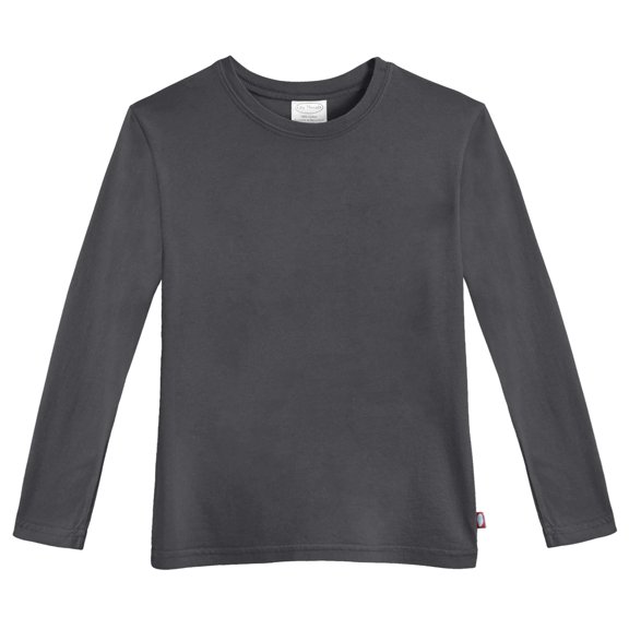 Made in USA Boys Soft Cotton Jersey Long Sleeve Tee | Charcoal