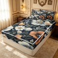 thumbnail image 3 of Erosebridal Vintage Flower Zipper Queen Comforter Set with Fitted Sheet and 2 Pillowcases, Traditional Blossom Zipper Bedding Set, Black Reversible, Navy Terracotta, Black Reversible, 3 of 7