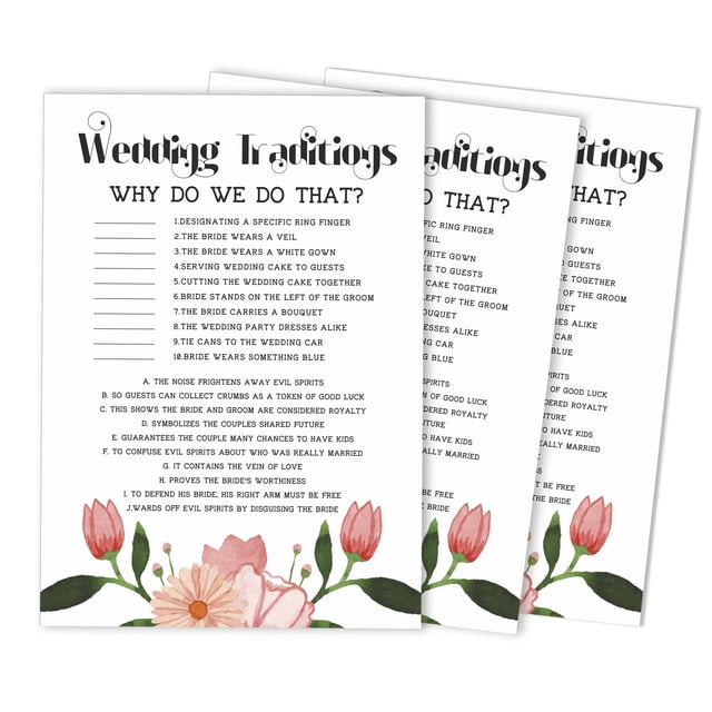 Inkdotpot Bridal Wedding ShowerGameBachelorette Party ActivityGameCards 50-PackFloralWhy Do We Do That