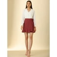 thumbnail image 3 of INSPIRE CHIC Women's Plaid Tie Waist Short Ruffle Wrap Skirt, 3 of 6