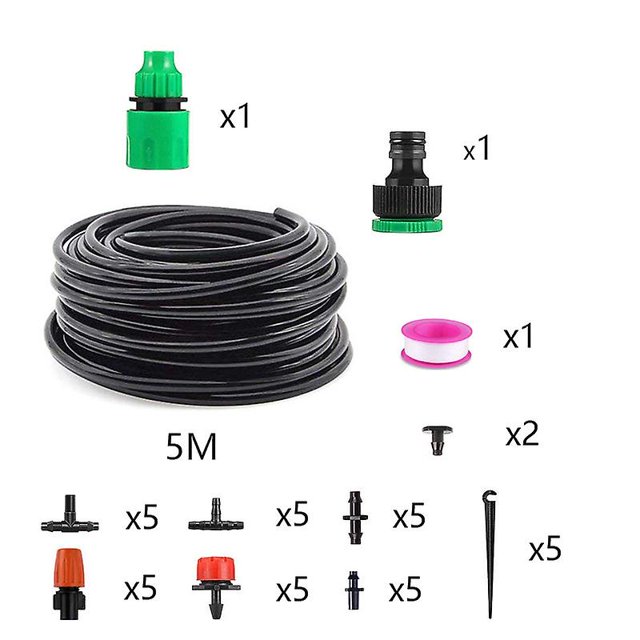 Kits de microirrigación para jardín de 5m, Kits de goteo, sistema de riego por nebulización, riego automático, goteador ajustable, juegos de atomizadores Banban