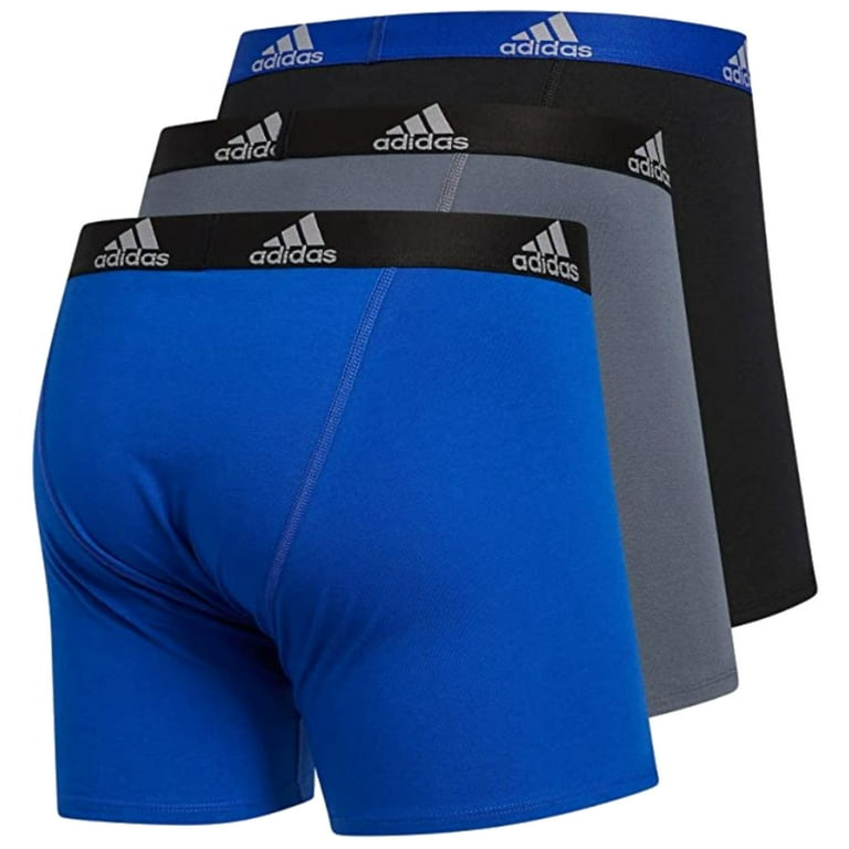 Adidas Men's Stretch Cotton Boxer Brief Underwear (3-Pack) - Blue