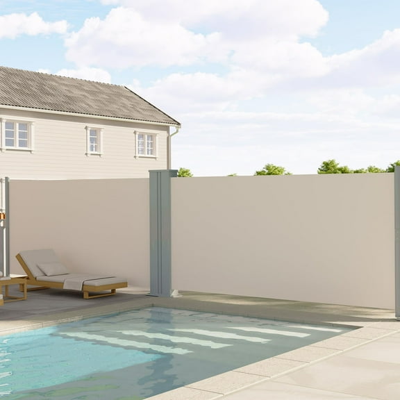 Danolapsi 71''x236'' Retractable Double Side Awning for Patio, Water & UV Resistant Retractable Privacy Screen, Outdoor Retractable Folding Privacy Screen Divider for Garden, Backyard, Balcony