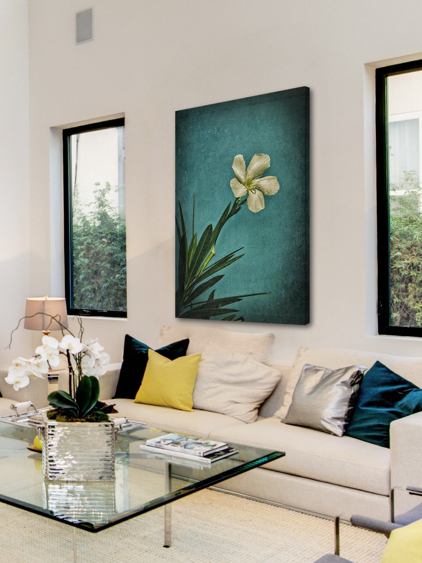 "White Flower Right" Painting Print on Wrapped Canvas