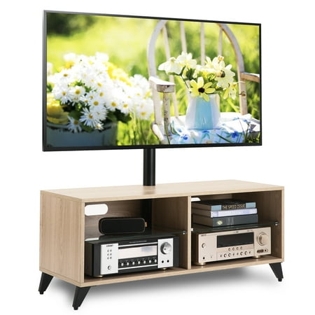 50 Entertainment Center Rfiver Wood Media TV Stand Storage Console with Swivel Mount Height Adjustable Entertainment Center for 32 42 50 55 60 65