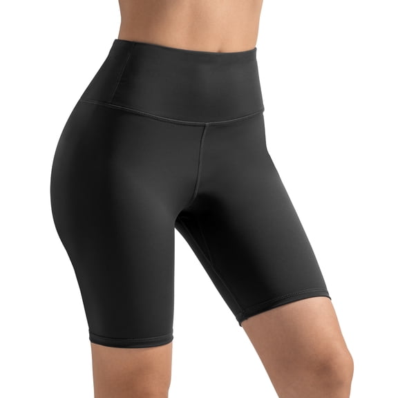 Hipuroga High Waisted Yoga Shorts for Women Soft Workout Shorts Tummy Control for Biker Athletic Running Black M