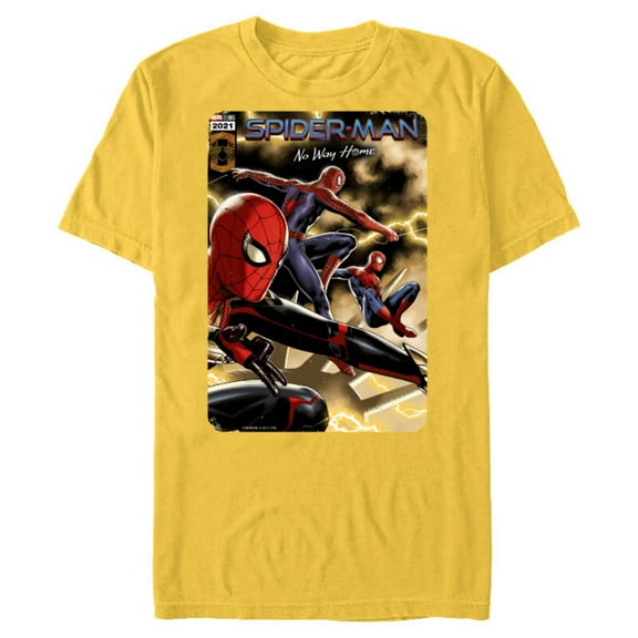 Marvel Spider-Man: No Way Home Spider-Men Comic Cover - Short Sleeve Blended T-Shirt for Adults - Customized-Yellow
