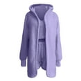thumbnail image 5 of Wancir Womens Sexy Warm Fuzzy Fleece 3 Piece Outfits Pajamas, Open Front Cardigan Sleeveless Tops Shorts Nightwear Set, 5 of 7