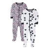 Little Star Organic Baby & Toddler Girl 2 Pk Footed Full Zip Snug Fit Pajamas, Size 9 Months - 5T