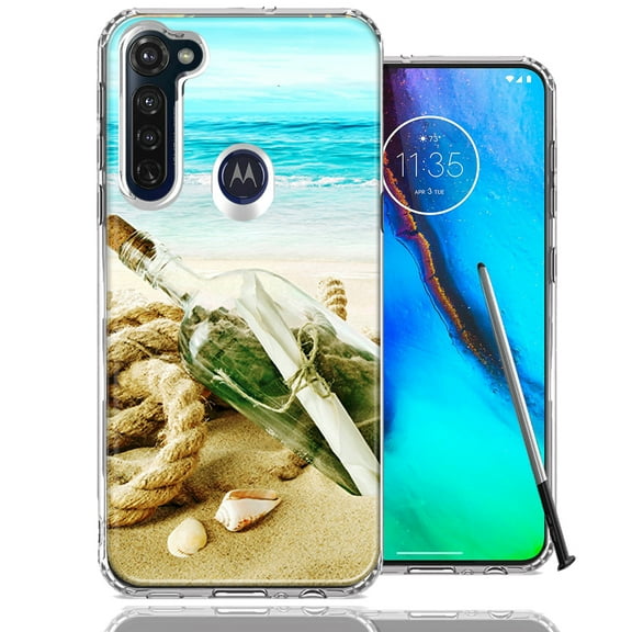 MUNDAZE For Motorola Moto G Stylus Beach Message Bottle Design Double Layer Phone Case Cover