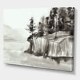 thumbnail image 3 of Designart ' Black & White Cliffs By The Lake ' Nautical & Coastal Canvas Wall Art Print, 3 of 4