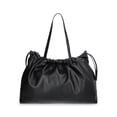 thumbnail image 6 of Scoop Women's Faux Leather Oversized Drawstring Pouch Tote, Black, 6 of 7