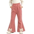 thumbnail image 3 of ZVAVZ Girls Corduroy Flare Pants Fall Winter Bell Bottoms Trousers with Pockets High Waisted Bell Bottoms Cute Pants Pink 5-6Years, 3 of 10