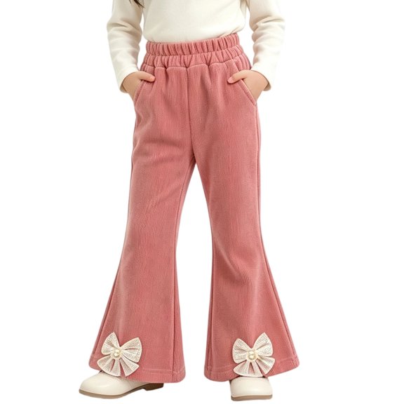 yillto Little Girls Pants Flare Leg Cordury Fall Winter Pant Toddler Kids Cute Elastic Waist Clothes