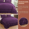 thumbnail image 5 of 1 Piece Luxury 5 Inch Two Layer Ruffle Comforter 550 GSM All Season (Oversized King Size) Premium Super Soft - 800 TC, 100% Egyptian Cotton- Solid Plum Colour, 5 of 7