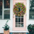 thumbnail image 5 of 40cm Artificial Rose Flower Wreath Window Door Hanging Garland Christmas Wall Ornament Wedding Bridal Wreath Decor, 5 of 5
