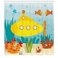 thumbnail image 3 of Ambesonne Yellow Submarine Shower Curtain, Sea Life Theme, 69"Wx75"L, Yellow Pale Blue, 3 of 3