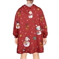thumbnail image 2 of Wearable Oversized Blanket,Red Christmas Snowman Pattern Wearable Blanket Hoodie for Adults,Cozy Hooded Blankets with Super Pockets,Super Warm Fuzzy Pullover for Women & Men, 2 of 6