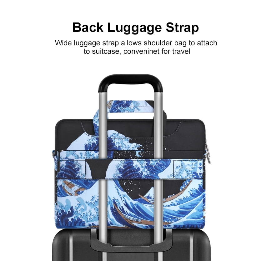 Mosiso 17-17.3 inch Laptop Messenger Shoulder Bag for MacBook Dell HP Acer Sony Lenovo Surface, School Travel Business Polyester Carrying Briefcase Sleeve Case with Trolley Belt