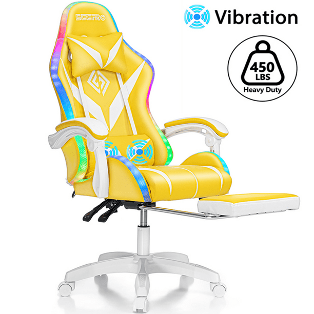 Light Up Massage Gaming Chair Massage Lumbar Pillow RGB LED Lights